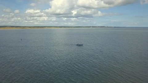 Aerial view, 4k panning shots of a boat ... | Stock Video | Pond5