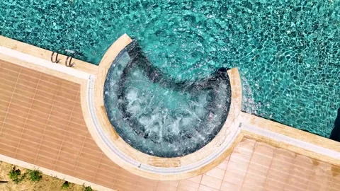 Aerial View 4K: Serenity Pool - The Heartbeat of an Elite Living Space Video stock 293486402