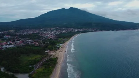 Aerial view 4K of steep cliffs on Bali beach Stock Footage 289759785