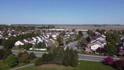 Aerial View 4K  tracking shot suburbs Stock Footage 154459636