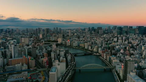 Aerial view 4k video by drone of building in Tokyo city Japan Stock-Footage 333244012