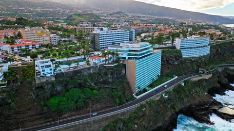 Aerial view of 5-star Hotel Best Semiramis in Tenerife, Spain. Stock Footage 259326448