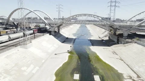 Aerial View of 6th St Viaduct Bridge in Los Angeles, Grand Opening 스톡 동영상 201045339