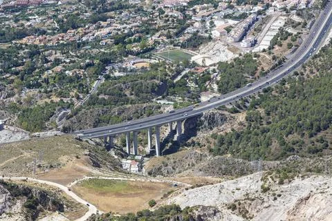 Aerial view A-7, E-15 motorway. Costa del Sol, Spain Stock Photos