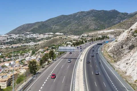 Aerial view A-7, E-15 motorway. Costa del Sol, Spain Stock Photos