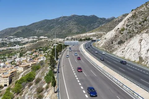 Aerial view A-7, E-15 motorway. Costa del Sol, Spain Foto stock