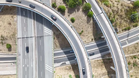 Aerial view of A5 highway interchange in Cascais, Portugal. Stock Footage 344955926