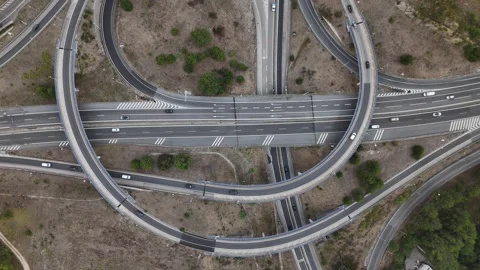 Aerial view of A5 highway interchange in Cascais, Portugal. Stock Footage 344956001