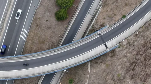 Aerial view of A5 highway interchange in Cascais, Portugal. Stock Footage 344956012