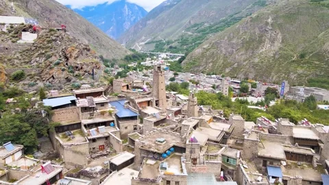 Aerial View of Aba Taoping Qiang Village Watchtowers 4K Stock Footage 319649895