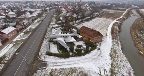 Aerial View Of an Abandoned Airplane Stock Footage 106860206