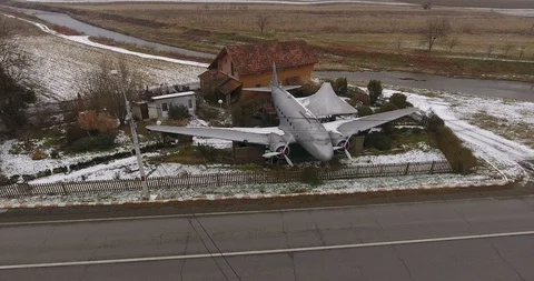 Aerial View Of an Abandoned Airplane Stock Footage 106860420