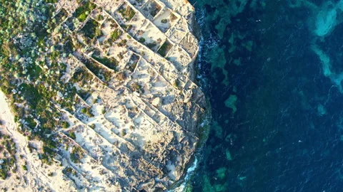 Aerial view of abandoned building material quarries in Favignana. Sicily Italy Stock Footage 247667692
