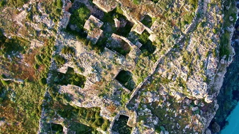 Aerial view of abandoned building material quarries in Favignana. Sicily Italy Stock Footage 247668166