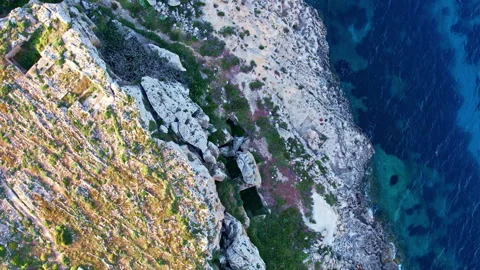 Aerial view of abandoned building material quarries in Favignana. Sicily Italy Stock Footage 247668172