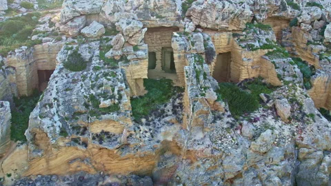 Aerial view of abandoned building material quarries in Favignana. Sicily Italy Stock Footage 247668437