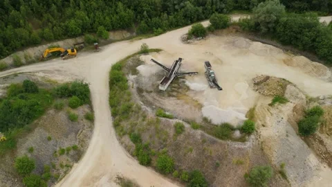 Aerial view of an abandoned mining quarry in Germany im Landkreis Dillingen Video stock 280760553