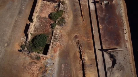 Aerial view from Abandoned Old Copper Extraction Mine Stock Footage 134835152