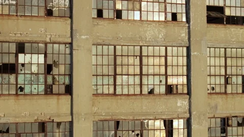Aerial view of an abandoned warehouse Stock Footage 308486678