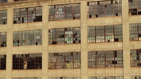 Aerial view of an abandoned warehouse Video stock 308486719