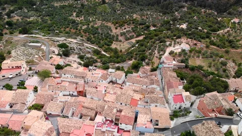 Aerial view of Abdet small village and Guadalest Valley in Alicante, Spain Stock Footage 123728947