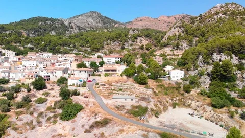 Aerial view of Abdet small village and Guadalest Valley in Alicante, Spain Stock Footage 123729146