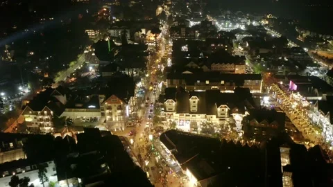 Aerial view above capivari, on a cold night in winter in Campos de Jordao Stock Footage 198789077