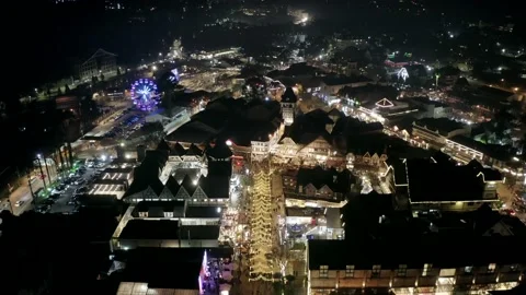 Aerial view above capivari , on a cold night in winter in Campos de Jordao Stock Footage 198789087