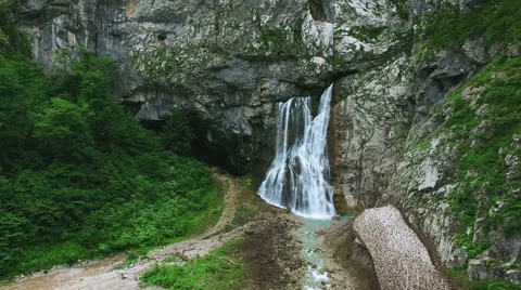 Aerial view above Caucasus mountain Stock Footage