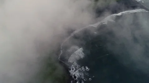 Aerial view above the cloud of empty beach, Westfjords Region, Iceland. Stock Footage 102141548