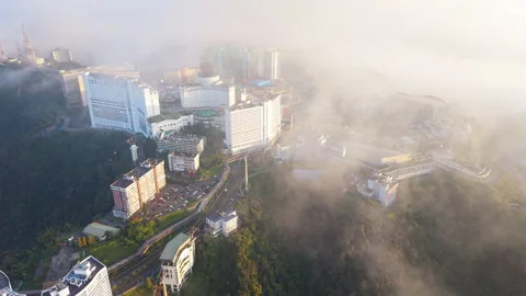 Aerial view from above the cloud of Genting Highlands in the morning, Malaysia Video stock 332322182