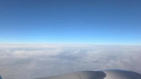 Aerial View Above Clouds on Sunny Day for Travel and Aviation Themes Vidéo 328106955