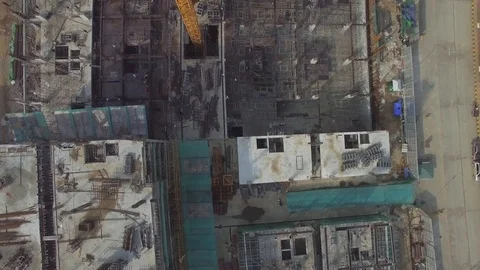 Aerial view above of construction area, Phnom Penh, Cambodia. Stock Footage 101536275