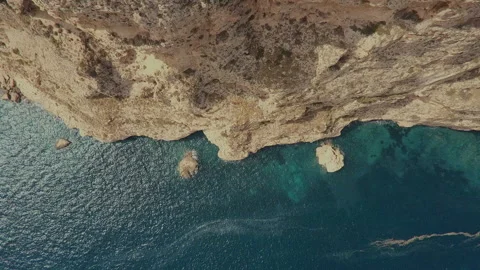 Aerial view from above from a drone of a stunning beautiful seascape of a beach Stock Footage 223379309