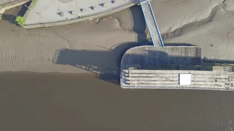 Aerial view above Dunston Staiths, showing recent fire damage Video stock 132906839