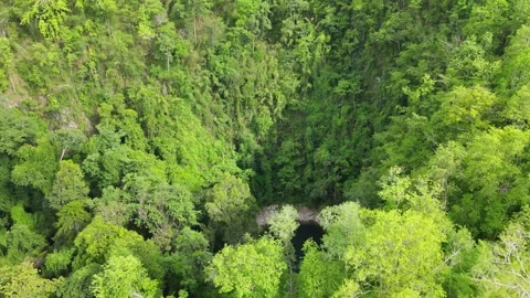 Aerial view of above emerald pool at lom poo kiew in Lampang Province, Thailand. 库存影片 245618797