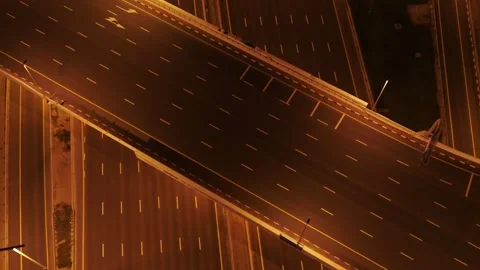 Aerial view above of empty highway due to the coronavirus. Stock Footage 345226207
