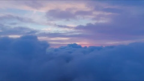 Aerial View Above Endless Cloud Sea During Colorful Sunrise Sky Horizon 스톡 동영상 336642819