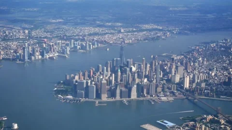 Aerial View Above Lower Manhattan Stock Footage