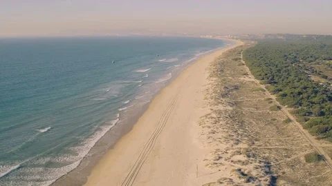 Aerial View Above Ocean Beach Stock Footage 72310935