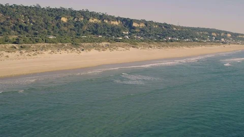 Aerial View Above Ocean Beach Stock Footage 72311098