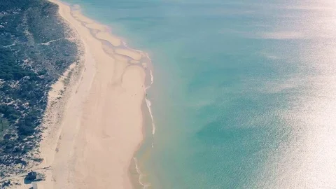 Aerial View Above Ocean Beach Stock Footage 72522339