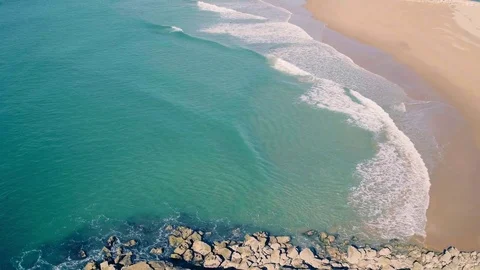 Aerial View Above Ocean Beach Stock Footage 72522628