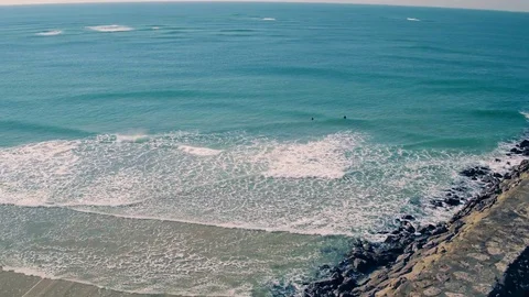 Aerial View Above Ocean Beach Stock Footage 72522804