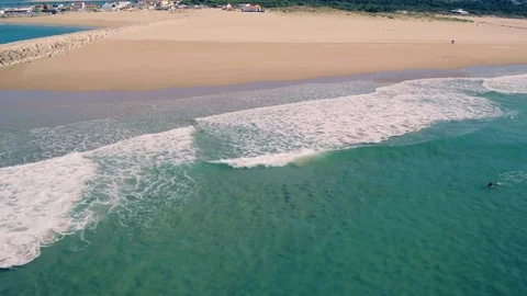 Aerial View Above Ocean Beach Stock Footage 72522885