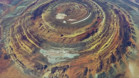 Aerial view from above of the Richat Structure; Mauritania Vídeos de archivo 241840632