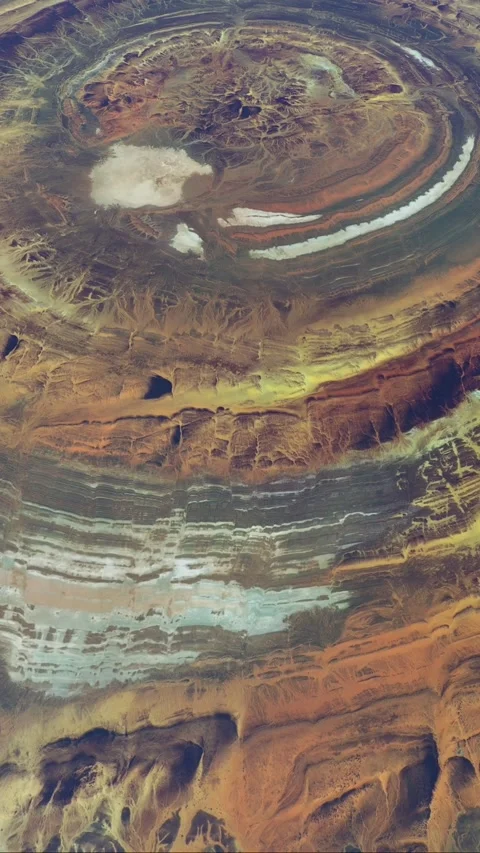 Aerial view from above of the Richat Structure; Mauritania Vídeo Stock 282933809