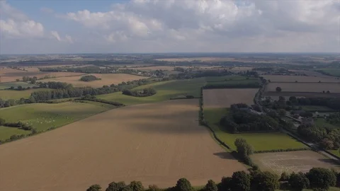 Aerial View above Suffolk Landcape Stock Footage