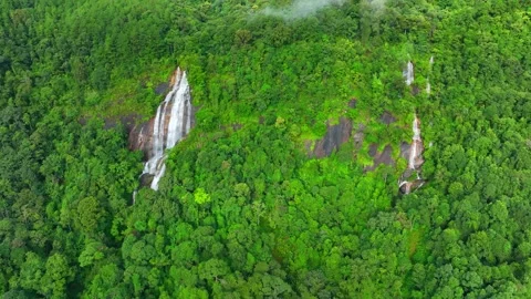An aerial view above the waterfall. Video stock 250142359