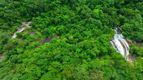 An aerial view above the waterfall. Stock Footage 250142492